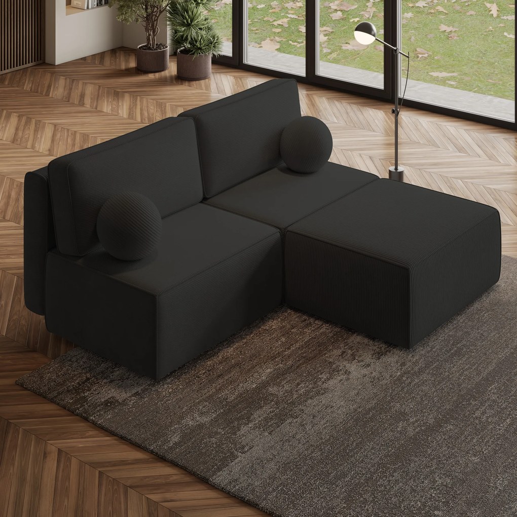 Masseno Narożnik VARNA z funkcją spania i pojemnikiem na pościel Narozniki L, Rozkładana sofa - Czarny, POSO 135