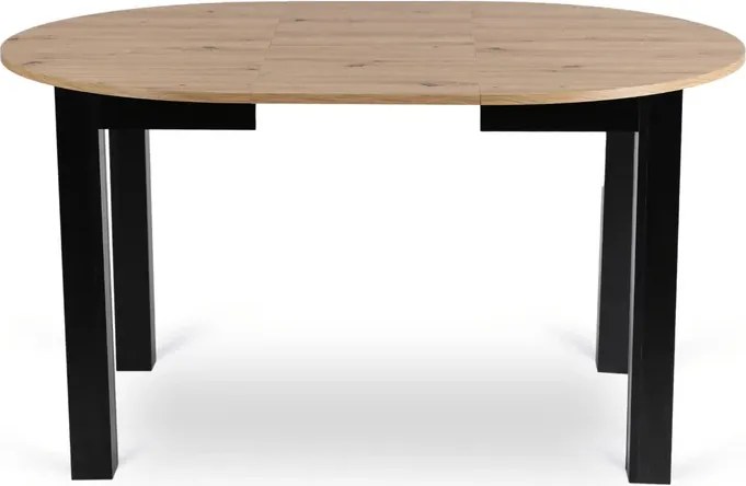 Zestaw Stół Okrągły Rozkładany HARRY 102-142 cm Dąb Artisan/Czarny i 4 Krzesła Tapicerowane BARI Czarne