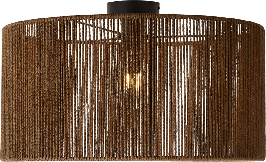 Lampa sufitowa czarna z brązowym abażurem z papierowego sznurka 50/50/25 - Combi