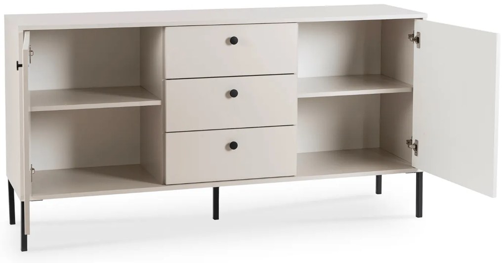 Komoda do Salonu SOFT 154 cm Kaszmir Ryflowana Dwudrzwiowa z Szufladami Nowoczesna