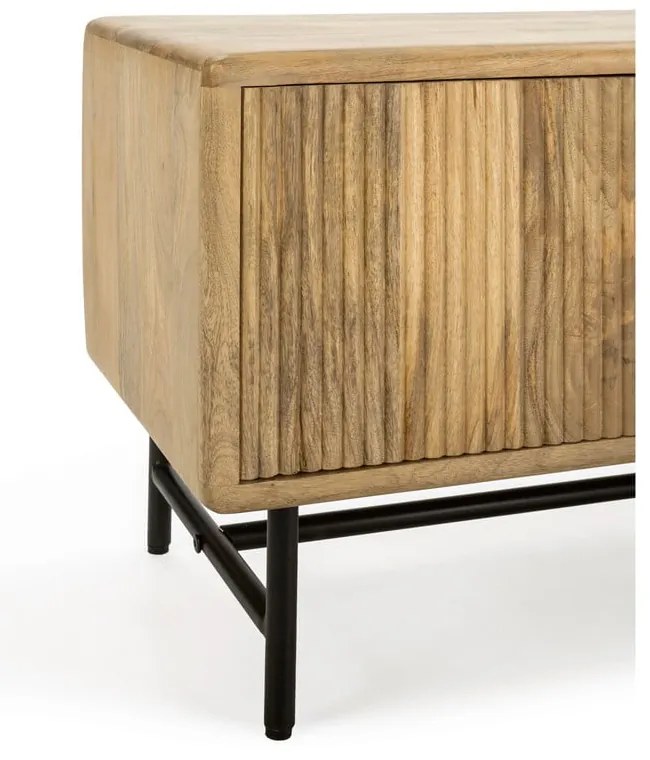 Szafka pod TV z litego drewna mango w naturalnym kolorze 145x50x40 cm Mundra – MOME