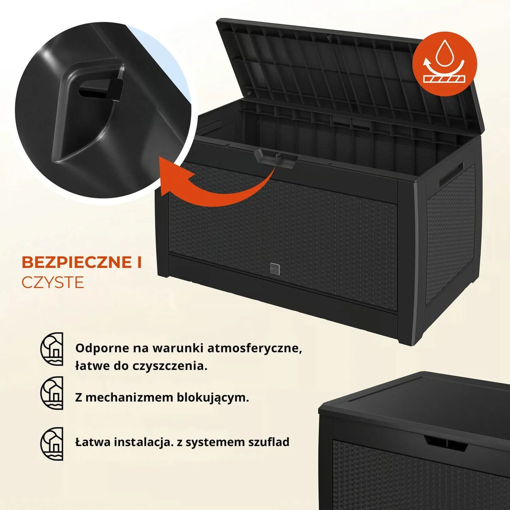 Skrzynia do przechowywania RATO, 310L, 119x48x60cm, antracytowa Prosperplast