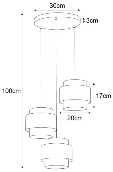 Czarna lampa wisząca z 3 abażurami nad stół - A514-Difa