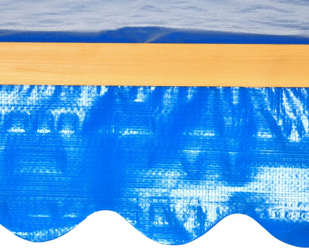 Outsunny Piaskownica z Domek do Zabawy Piaskownica z Dachem, 133 x 129 x 137,5 cm, Naturalne + Niebieskie