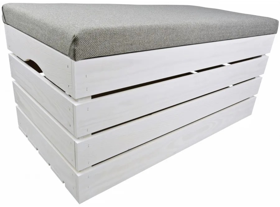 Pufa kufer skrzynia drewniana sosnowa siedzisko 80cm malowana biała