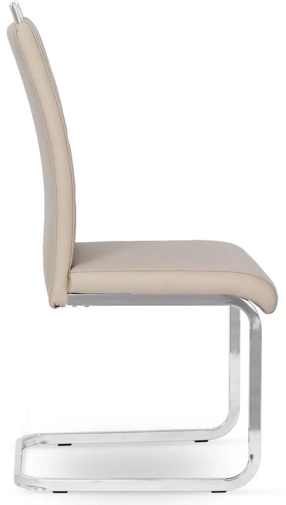 Krzesło Tapicerowane do Jadalni LOCA Beżowe Na Płozach Ekoskóra Nowoczesne
