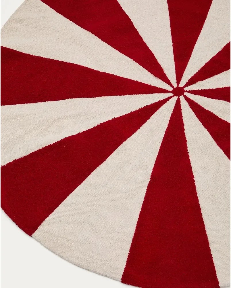 Czerwono-biały dywan dziecięcy z mieszanki bawełny ø100 cm Wirla – Kave Home