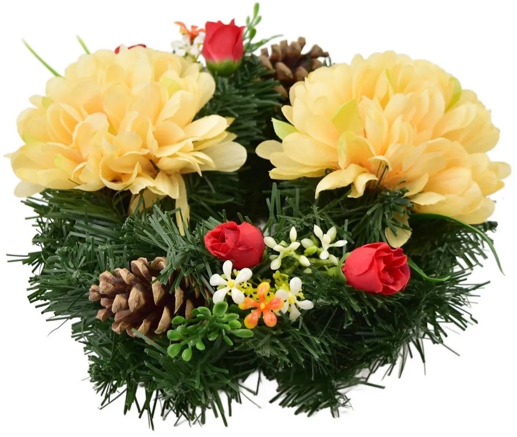 Wianek na Dzień Zaduszny Pomarańczowe chryzantemy, 20 cm