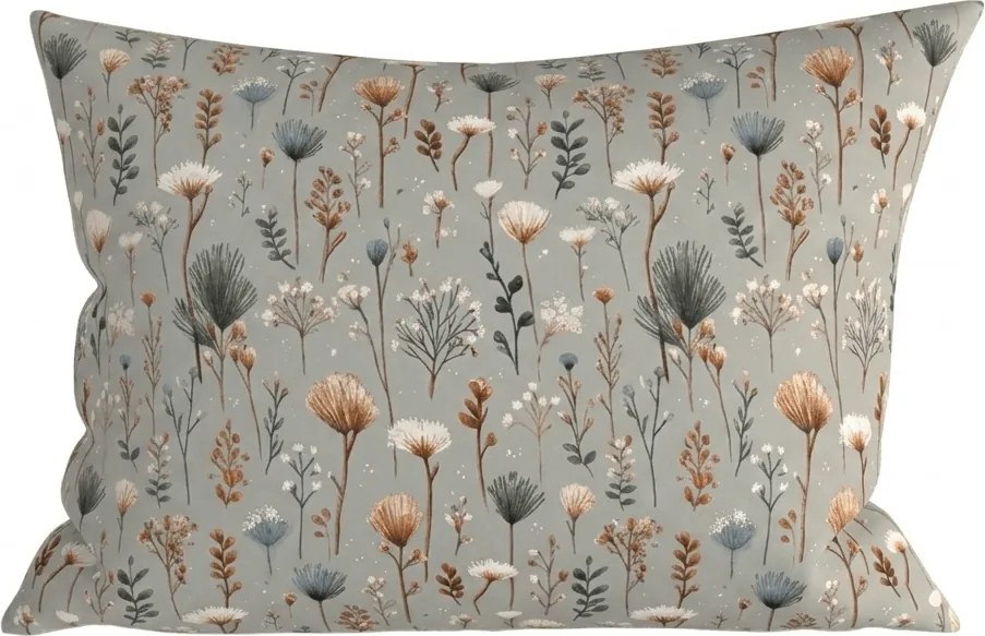 Poszewka na poduszkę z mikrofibry BOTANIC FIELD 50x70 cm, szara