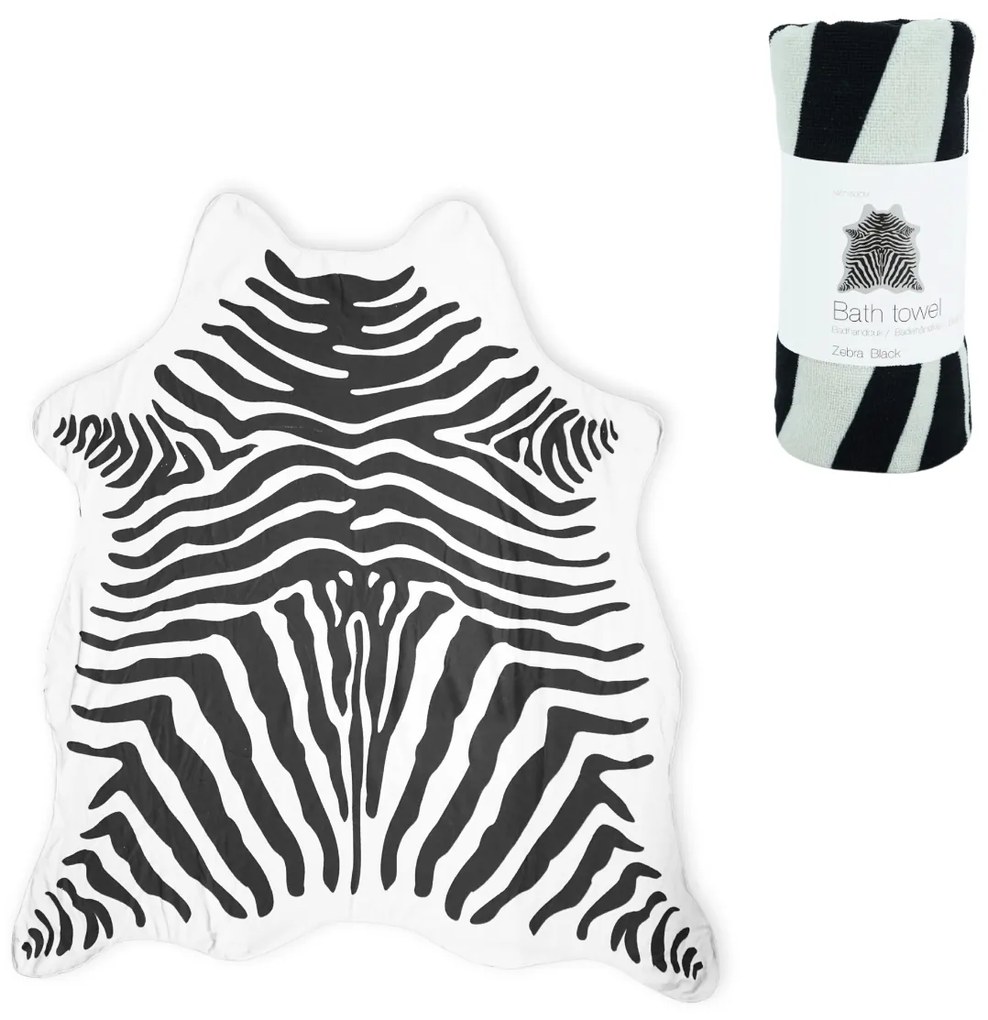 Ręcznik kąpielowy ZEBRA, czarno-biały