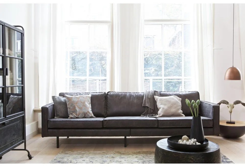 Czarna sofa z imitacji skóry 277 cm Rodeo – WOOOD