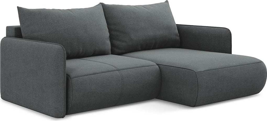 Narożnik prawostronny z funkcją spania - z tkaniny strukturalnej - szary - NANEA