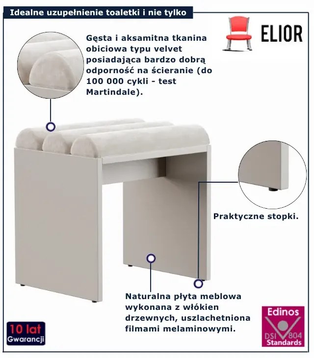Kaszmirowy taboret tapicerowany welurem P1-A43
