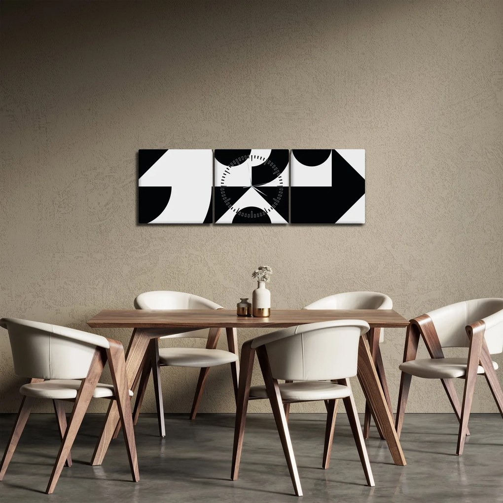 Obraz - Abstrakcja geometryczna N⁰1 (z zegarem) (90x30 cm)