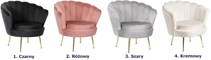 Czarny fotel muszelka w stylu glamour A7-K90