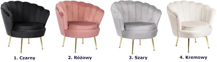 Czarny fotel muszelka w stylu glamour - Apro