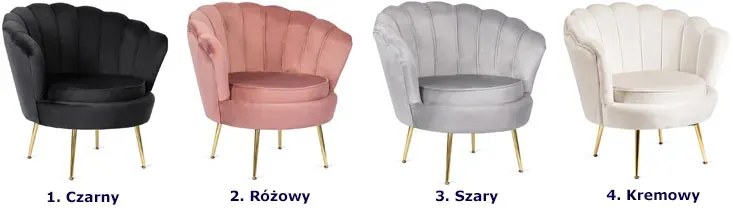 Czarny fotel muszelka w stylu glamour - Batiso