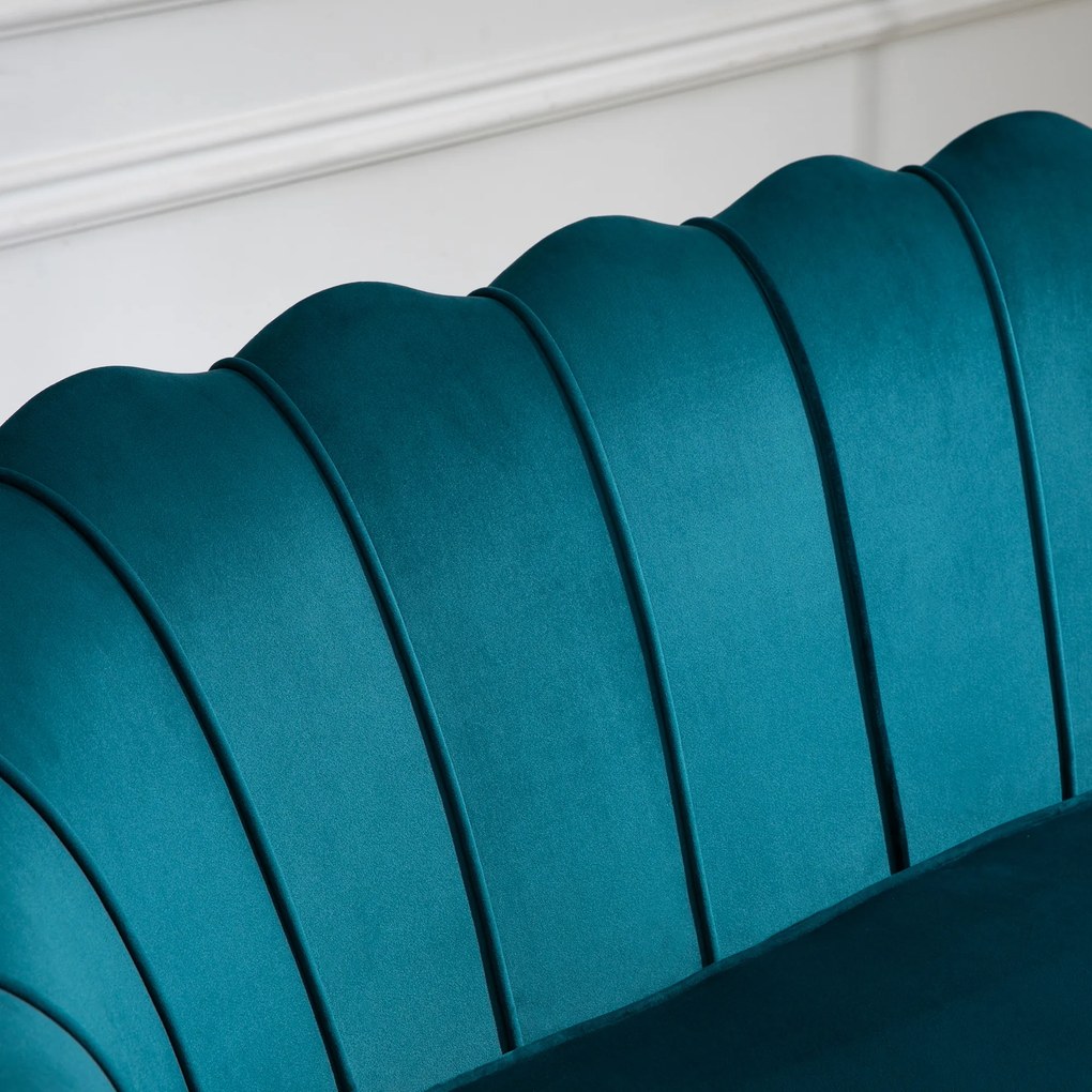 HOMCOM Sofa Dla 2 Osób, Kanapa, Sofa Tapicerowana, Wygląd Aksamitu, Sofa Podwójna, do 150 kg, 130 x 77 x 77 cm, Ciemnozielona