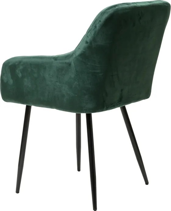 Ciemnozielone krzesło do jadalni MARLEN VELVET z czarnymi nogami