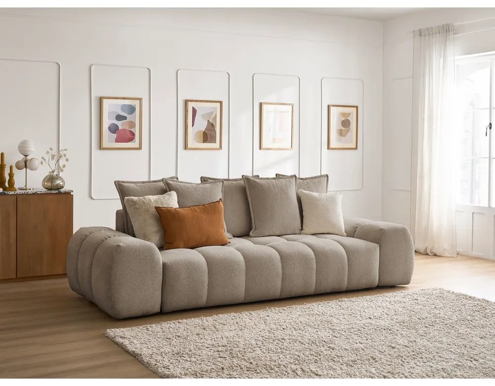 Szarobrązowa sofa z tkaniny szenilowej 278 cm Everest – Bobochic Paris