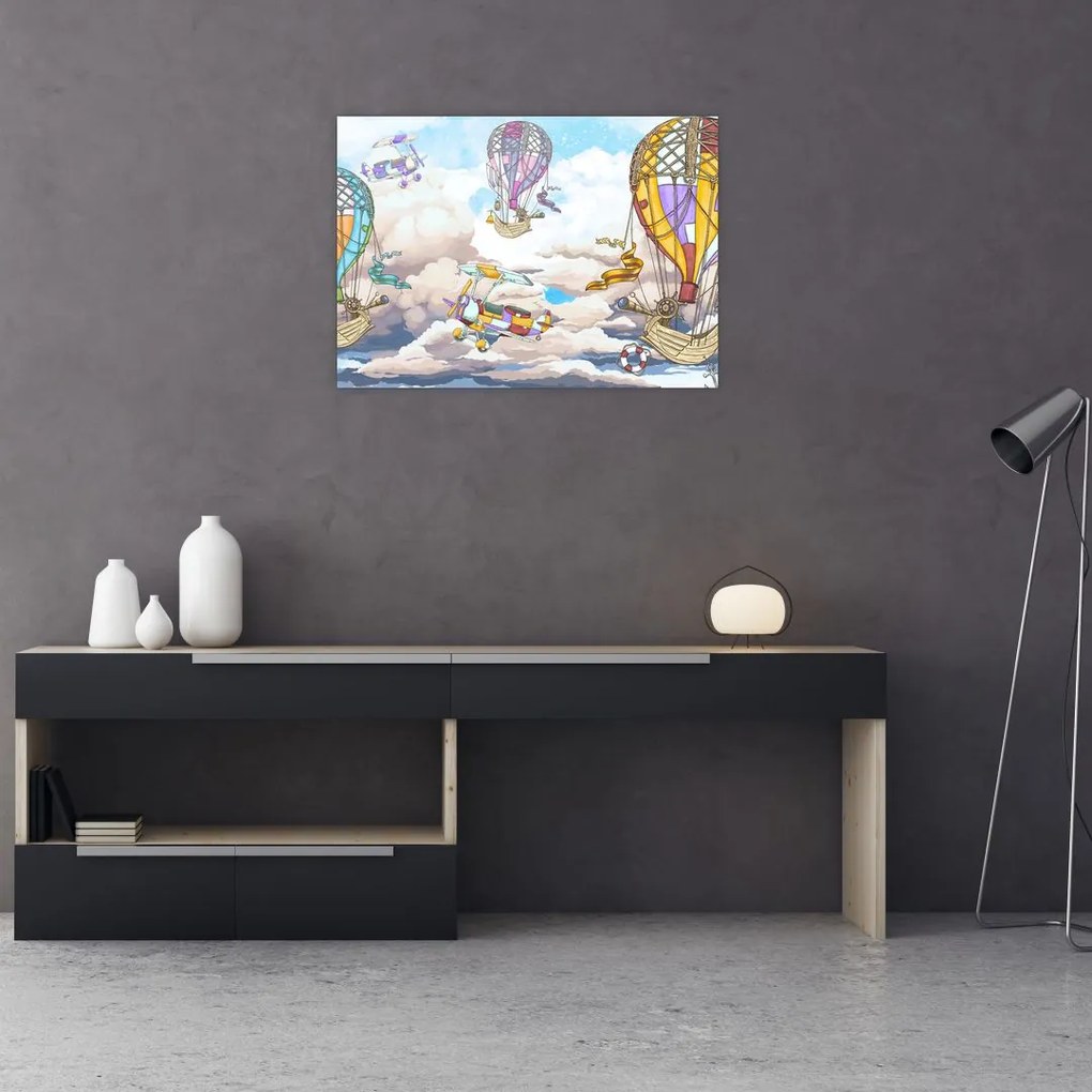 Obraz na szkle - Wyprawa w chmurach (70x50 cm)