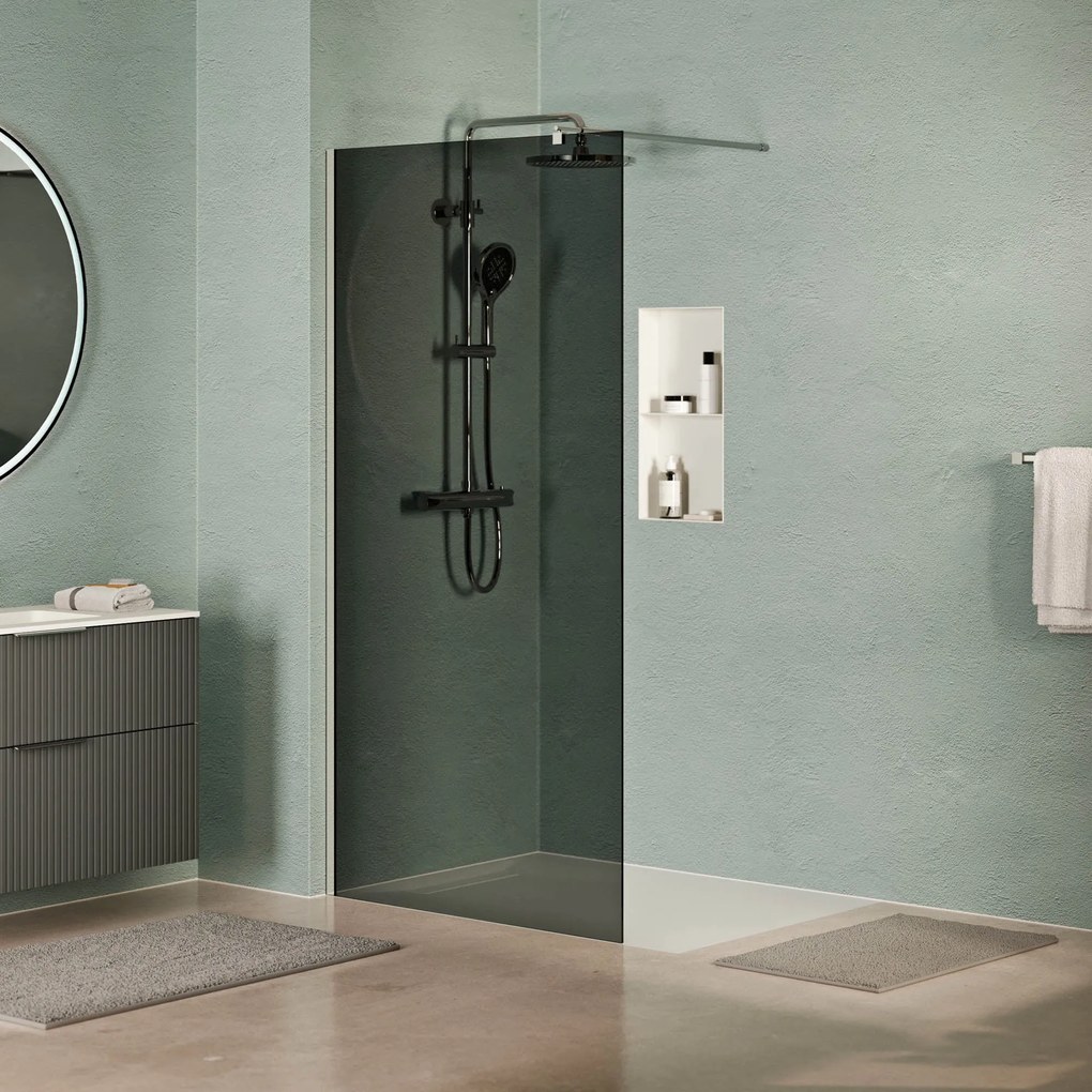 Walk-In Dusche EIRA - Grauglas 8 mm und 10 mm