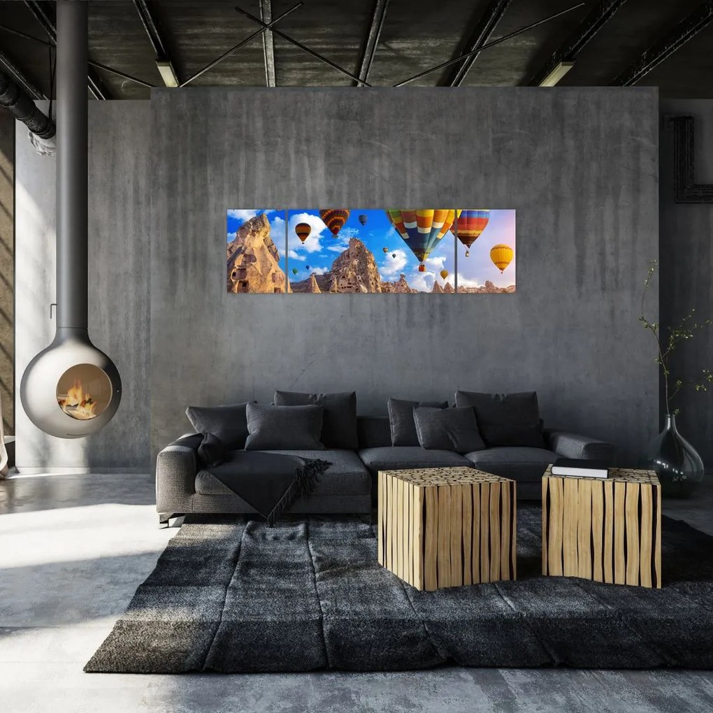 Obraz - Balony na ogrzane powietrze, Kapadocja, Turcja. (170x50 cm)
