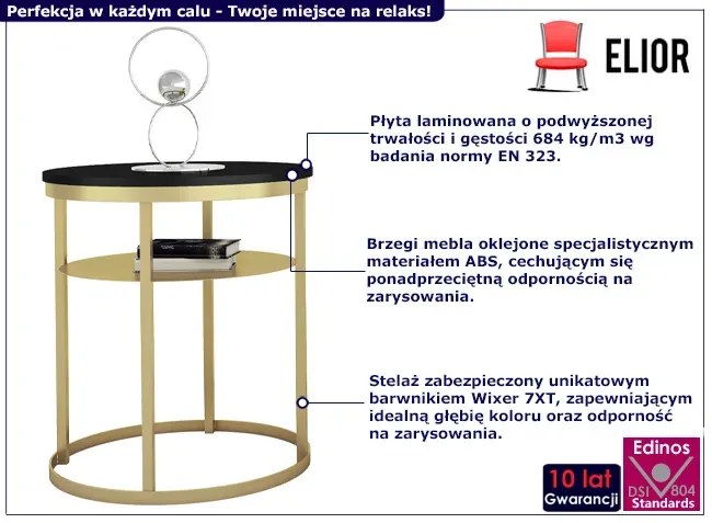 Stolik kawowy w stylu glamour czarny + złoty - Melkor 3X