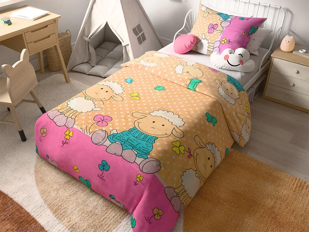 PrzytulneMieszkanie.pl PrzytulneMieszkanie.pl Bawełniana pościel do łóżeczka OWCZKI kremowa Rozmiar pościeli: 45 x 65 cm | 90 x 135 cm