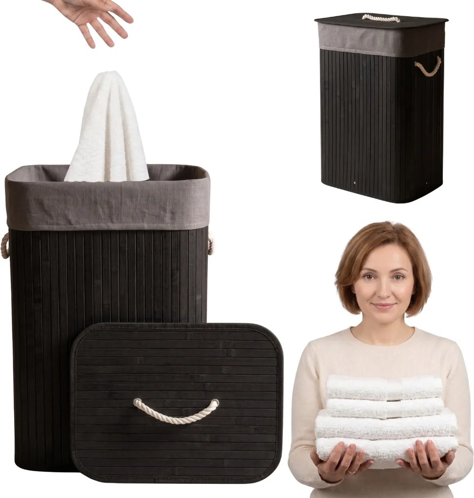 Bambusowy kosz na pranie SADE, 80 l