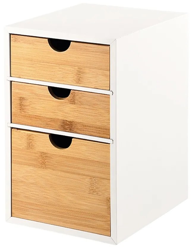 Kesper 58957 Organizer z 3 przegródkami bambusowy, 27 x 21 x 17 cm