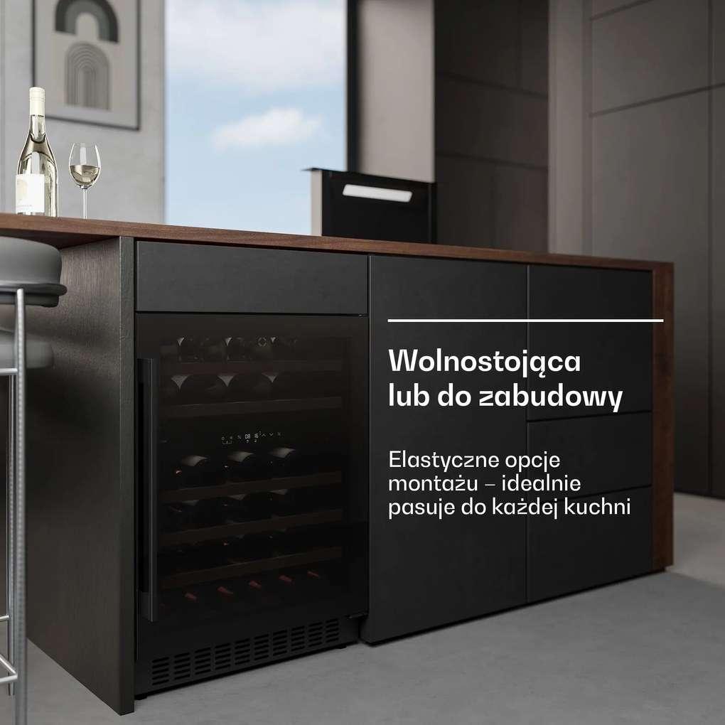 Klarstein Velaire 57cm 46 Butelek Winiarka Podblatowa Dwustrefowa Czarny