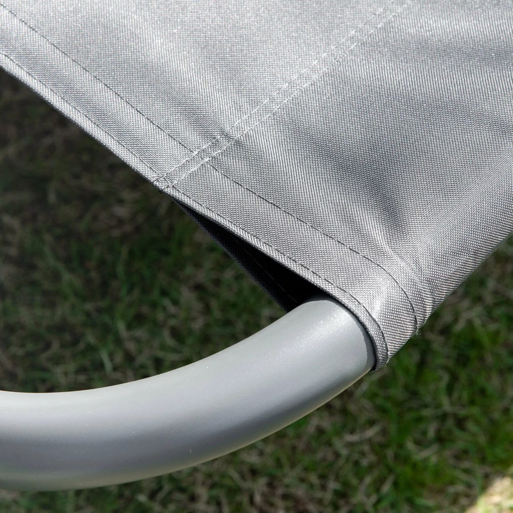 Outsunny Podwójny Leżak Ogrodowy z Dachem Stalowy Składany Szary 200x170x134cm | Aosom PL