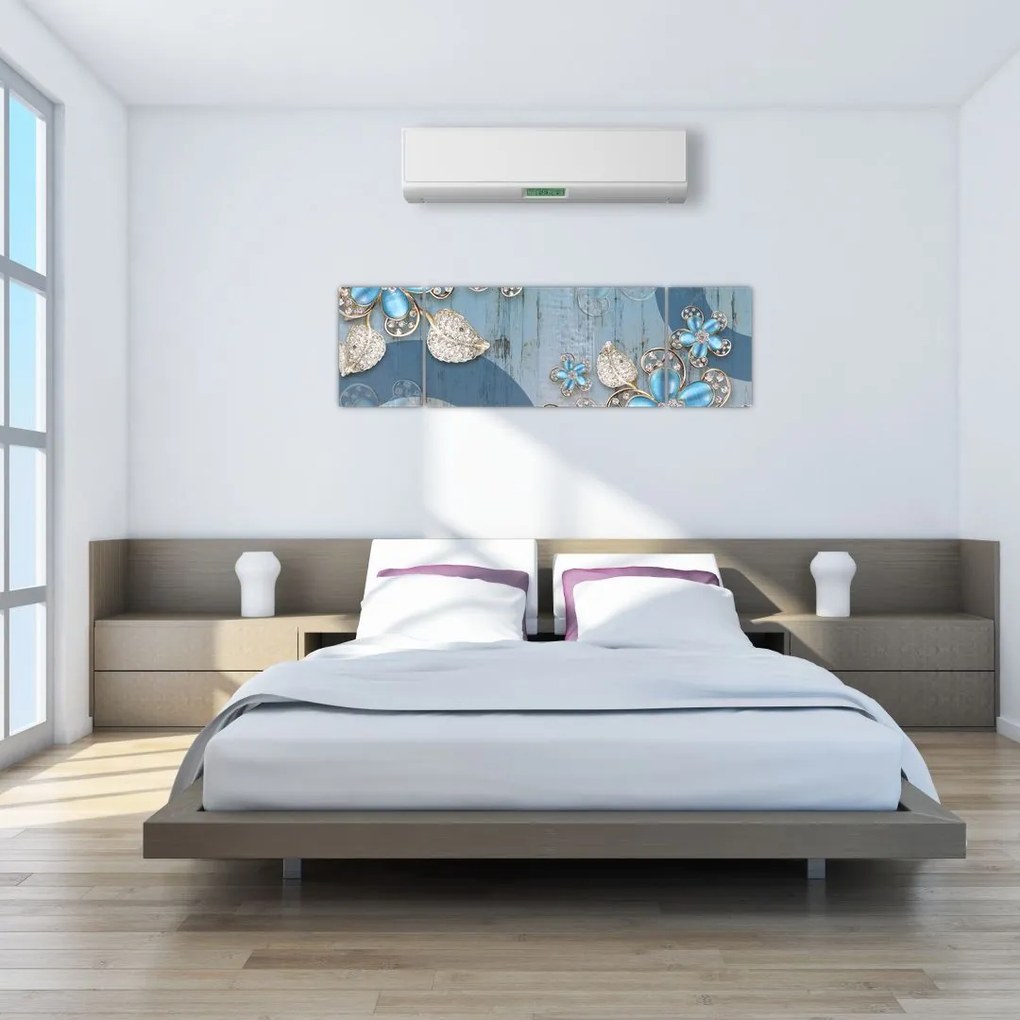 Obraz - Niebieskie kwiaty (170x50 cm)