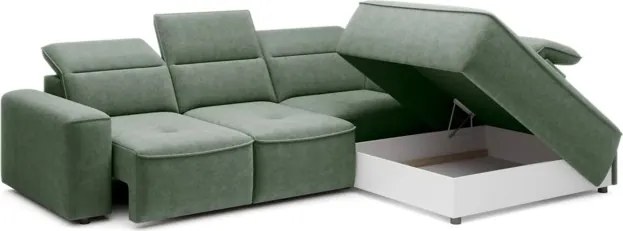 Narożnik COLOMBO L Prawostronny z elektryczną funkcją spania pojemnikiem ELEMENT 11 Zielony WERSAL