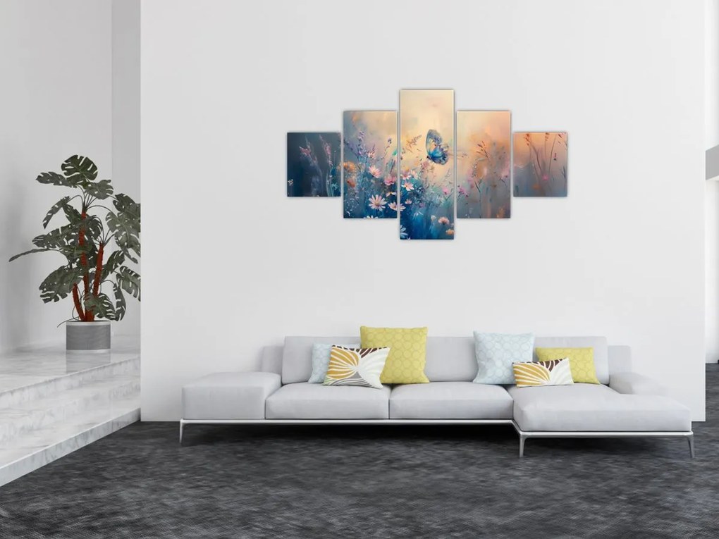 Obraz - Łąka z motylem (125x70 cm)