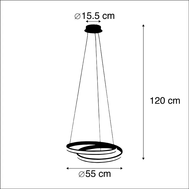 Designerska lampa wisząca czarna 55 cm z LED - Rowan Nowoczesny Oswietlenie wewnetrzne