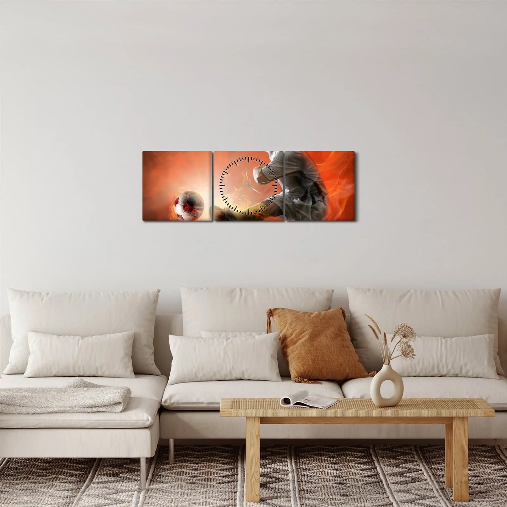 Obraz - Piłkarz (z zegarem) (90x30 cm)