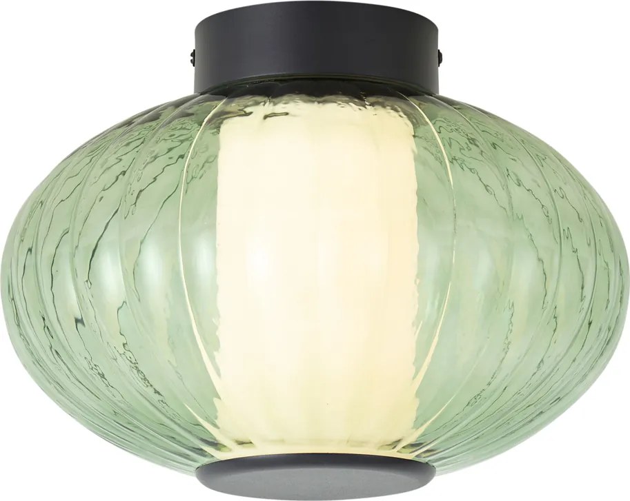 Designerska lampa sufitowa czarna 28 cm z zielonym szkłem, zintegrowany LED, 3-stopniowo ściemnialna - Margherite