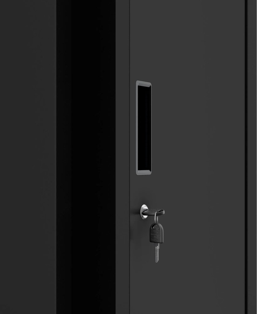 Szafka pracownicza ubraniowa dwukomorowa czarna, 400x1800x500 mm: KACPER 1 Plus