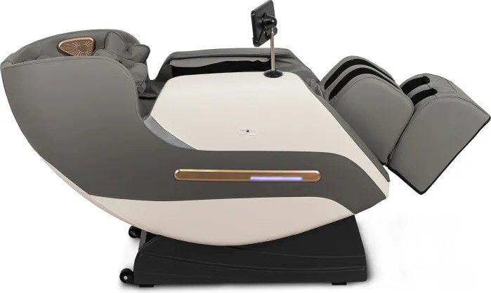 Fotel Masujący VX MAX Wypoczynkowy Relaksacyjny Szary Ekoskóra Nowoczesny