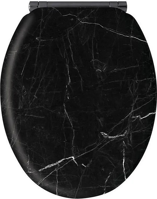 Deskoracja WC z czarnego marmuru z hamulcem opadania - MDF FSC
