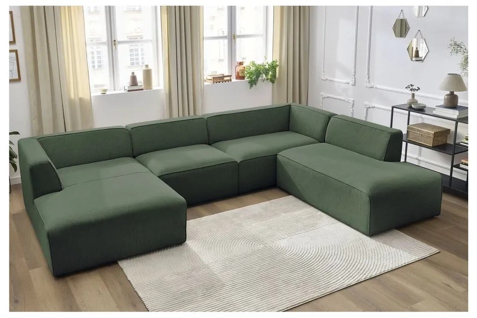 Zielony narożnik modułowy (prawostronny/w kształcie litery U) Megeve – Bobochic Paris
