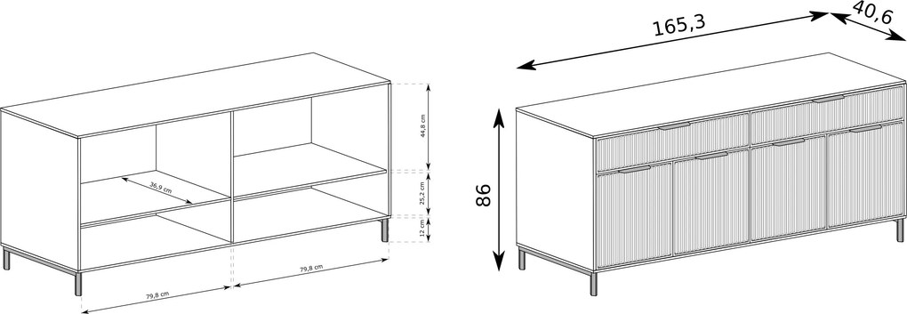 Komoda ZIGO 165,5 cm do Salonu Sypialni Odcienie niebieskiego