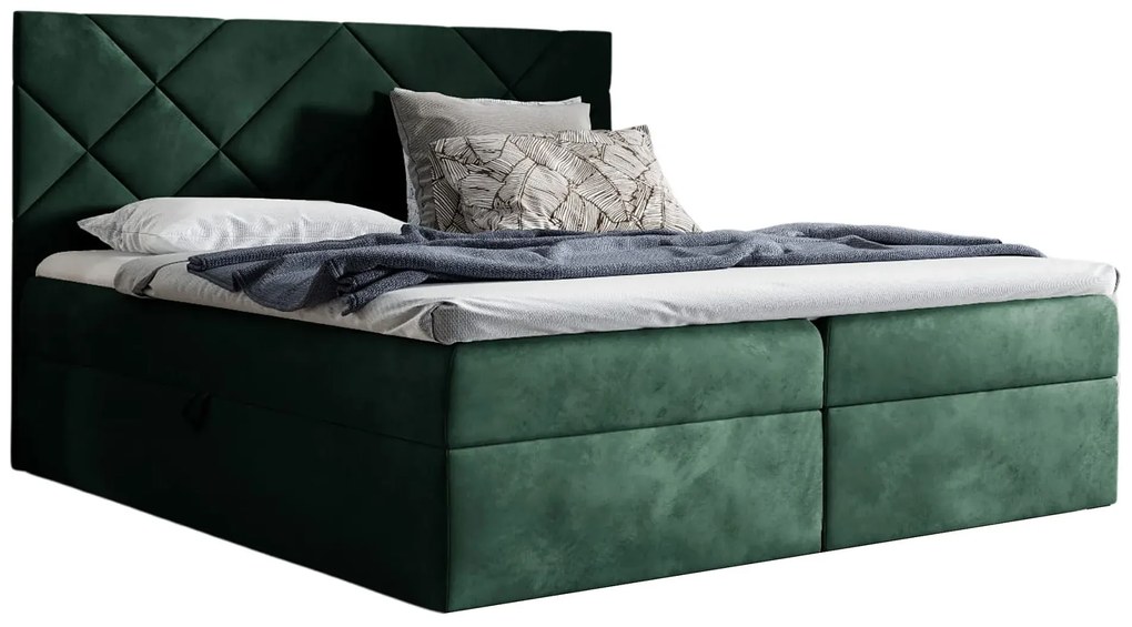 Zielone łóżko pikowane z pojemnikiem 5 rozmiarów D2-K51