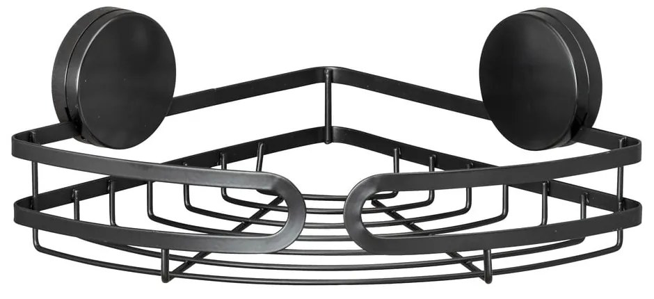 Czarna narożna półka łazienkowa Wenko Static-Loc® Pavia, szer. 27 cm
