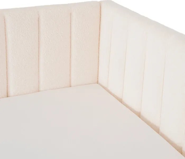Łóżko Tapicerowane 90x200 cm VILLEMO Podwójne ze Stelażem Rozkładane Młodzieżowe Kremowe Boucle