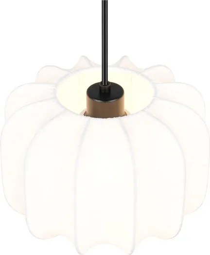 Biała metalowa lampa wisząca z tekstylnym kloszem ø 25 cm Madleine – Reality