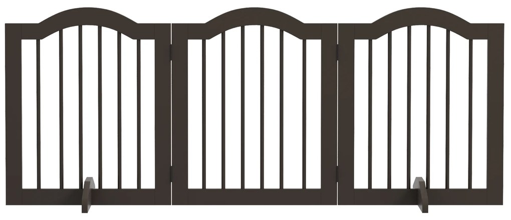 PawHut Barierka dla psów składana 3 panele drewno lite i MDF kolor kawa 1545x295x61 cm | Aosom PL