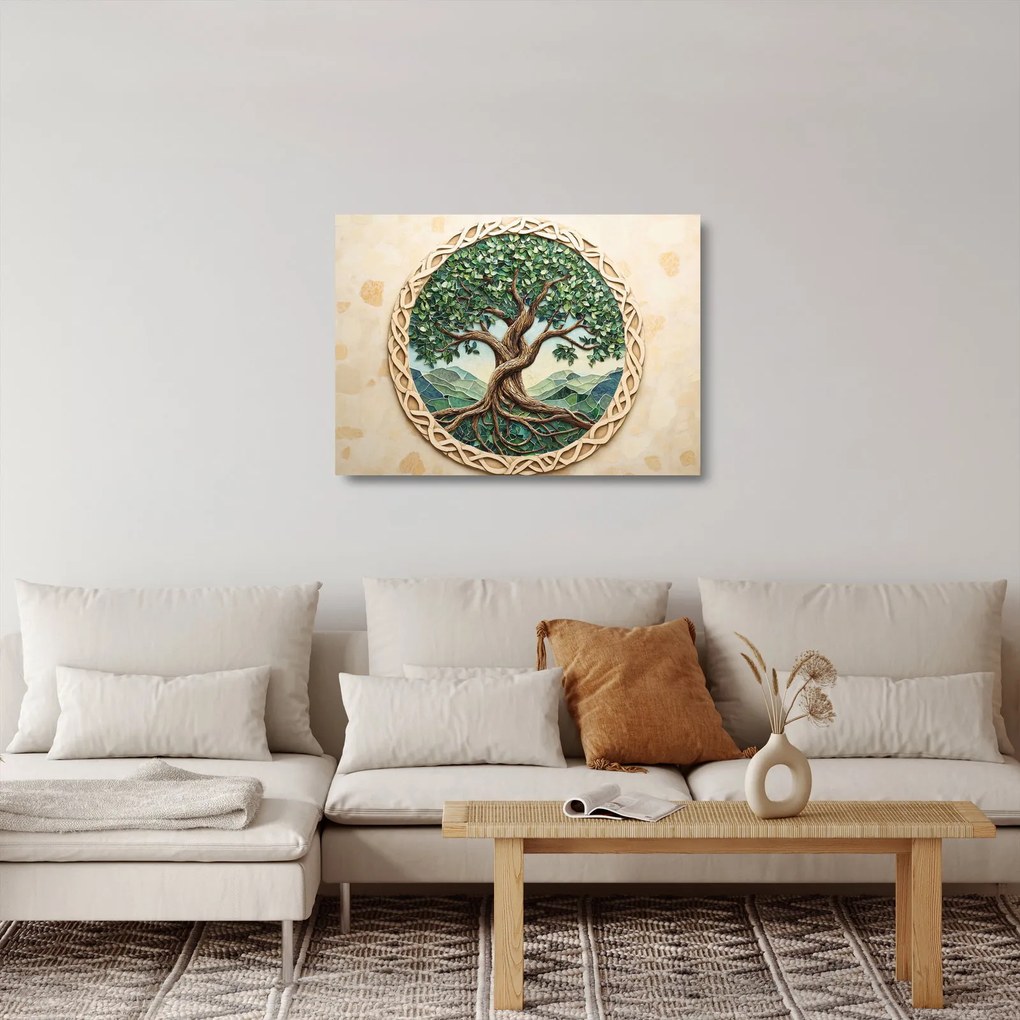 Obraz na szkle – Splecione drzewo życia (70x50 cm)